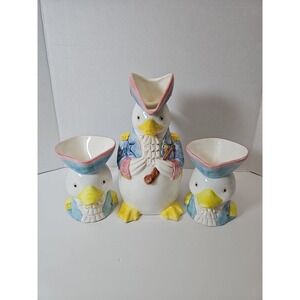 Vintage Fitz and Floyd‎ Duck Admiral Revolutionary War Mug And  Pitcher